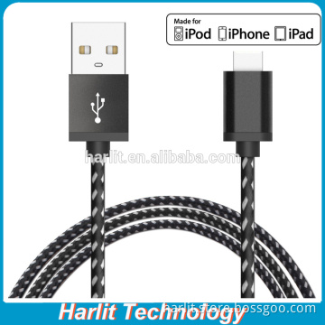 Harlit USB Data Sync Charger Cable For iPhone 7 Durable Nylon Fabric Braided Textile Core Aluminum Plated